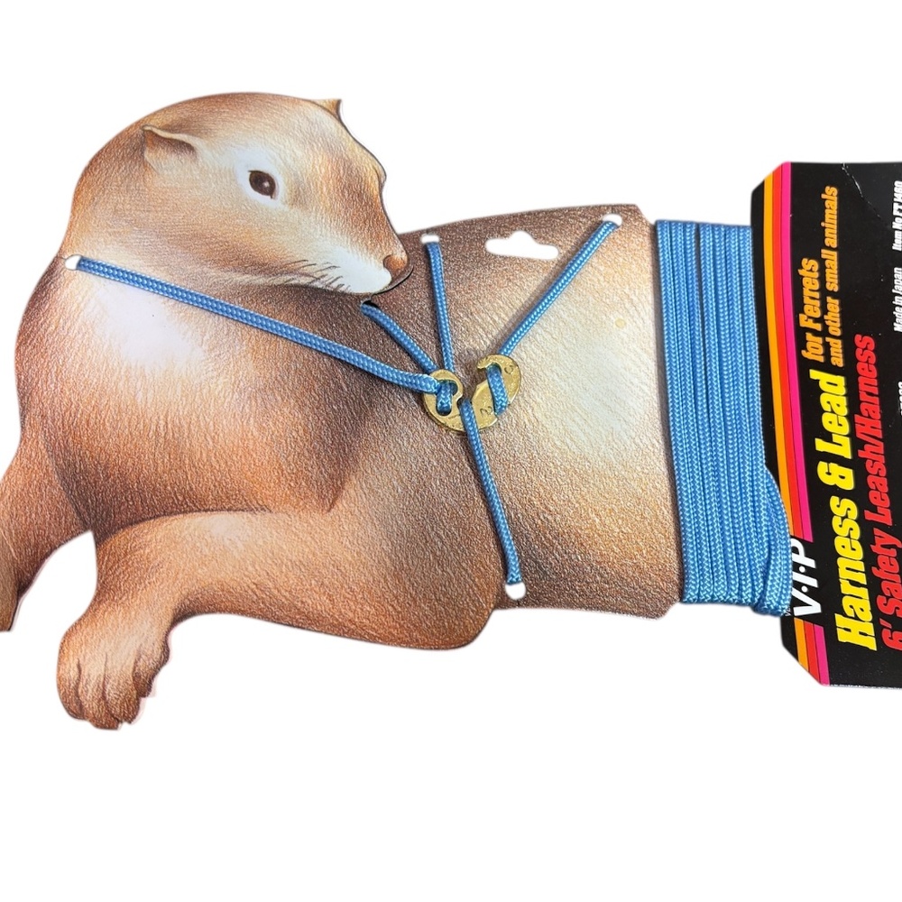 Ferret Sm Animal Nylon Lead W/ Harness 3/24"X6 feet Japanese Made Washable Blue